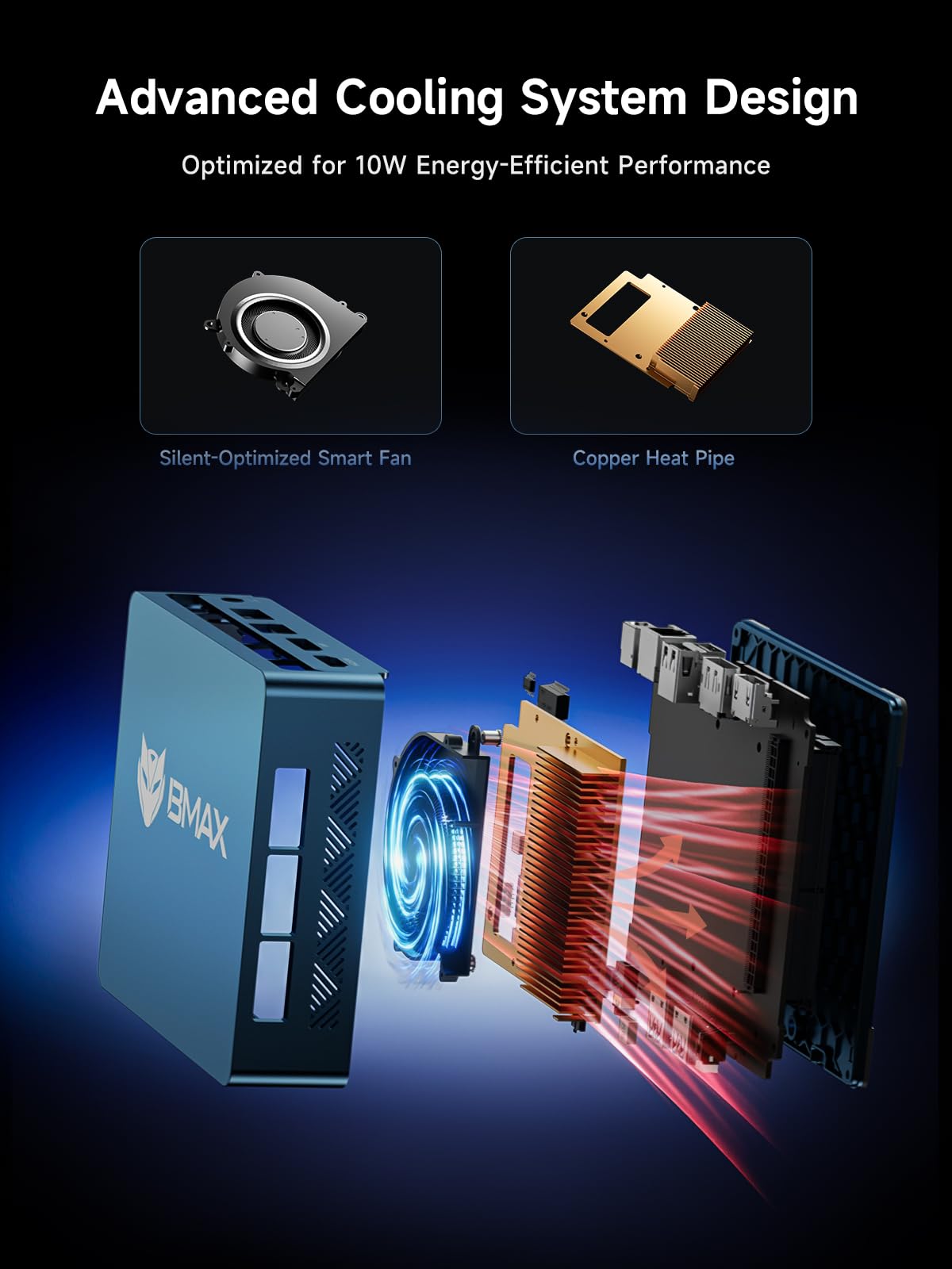 Bmax Mini PC B1 Plus, Intel Celeron J3355 (Up to 2.5GHz), 6GB RAM